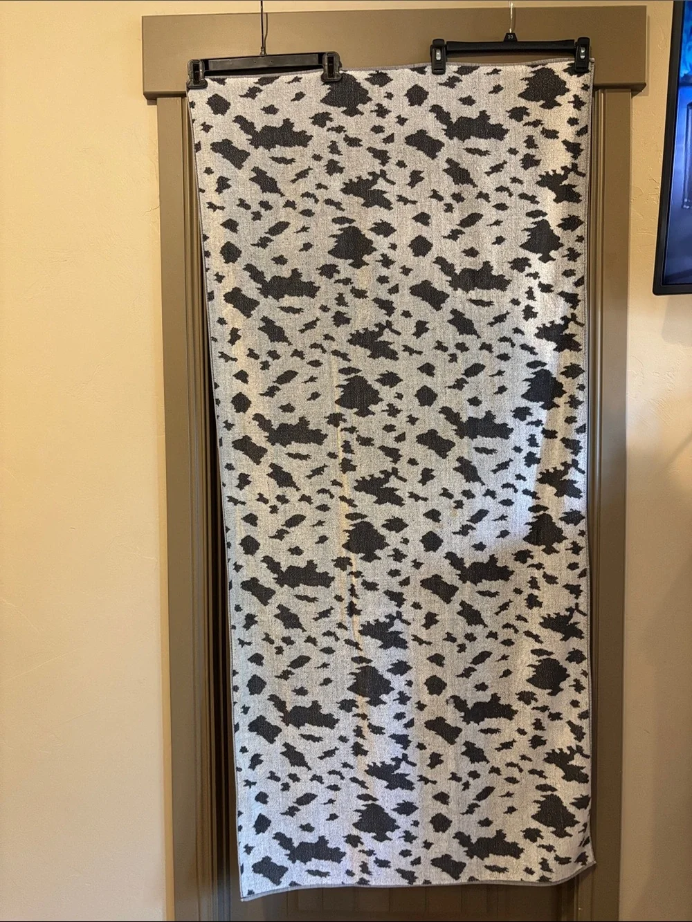 Vintage Black and White Cowhide pattern beach towel
